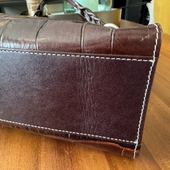 Brighton Brown Leather Croc Bucket Bag - Picture 7 of 16